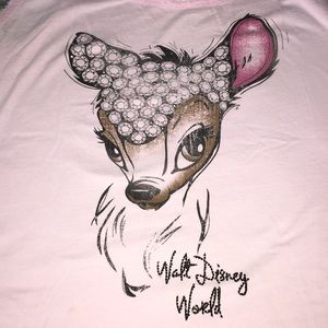 Disney Parks Bambi 1X Bedazzled Light Pink Top